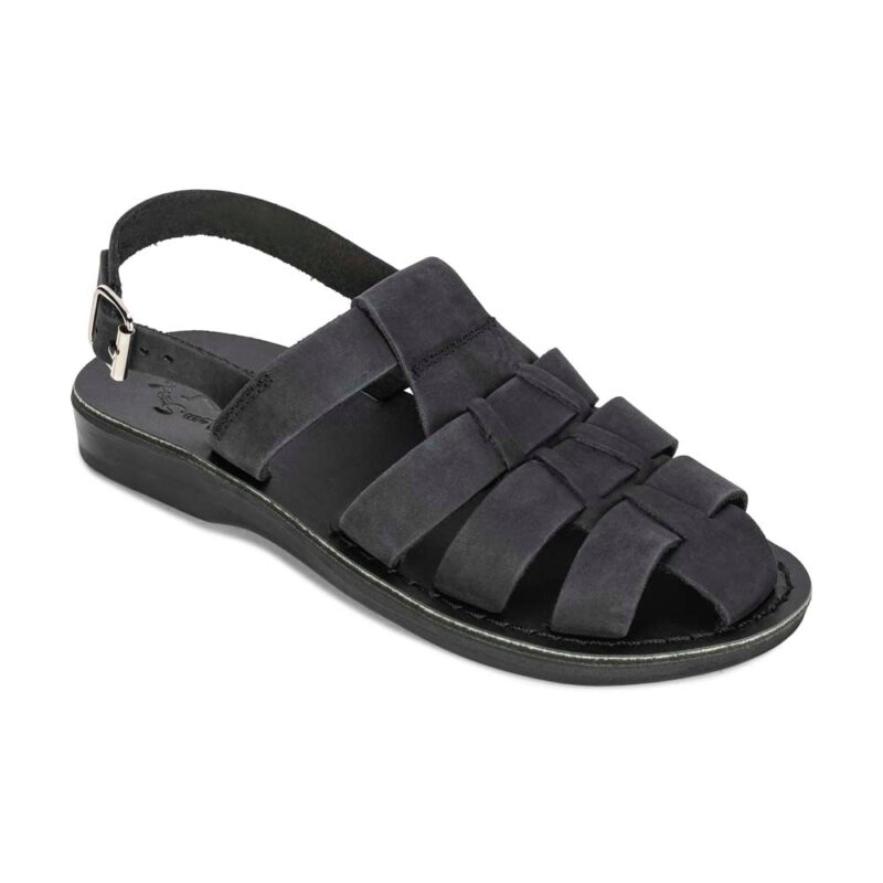 Pantica Black Nubuck Slingback Fisherman Sandals