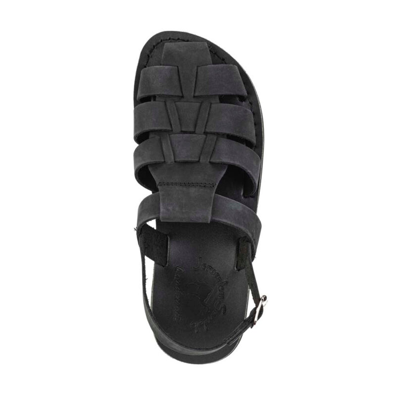 Pantica Black Nubuck Slingback Fisherman Sandals - Image 3