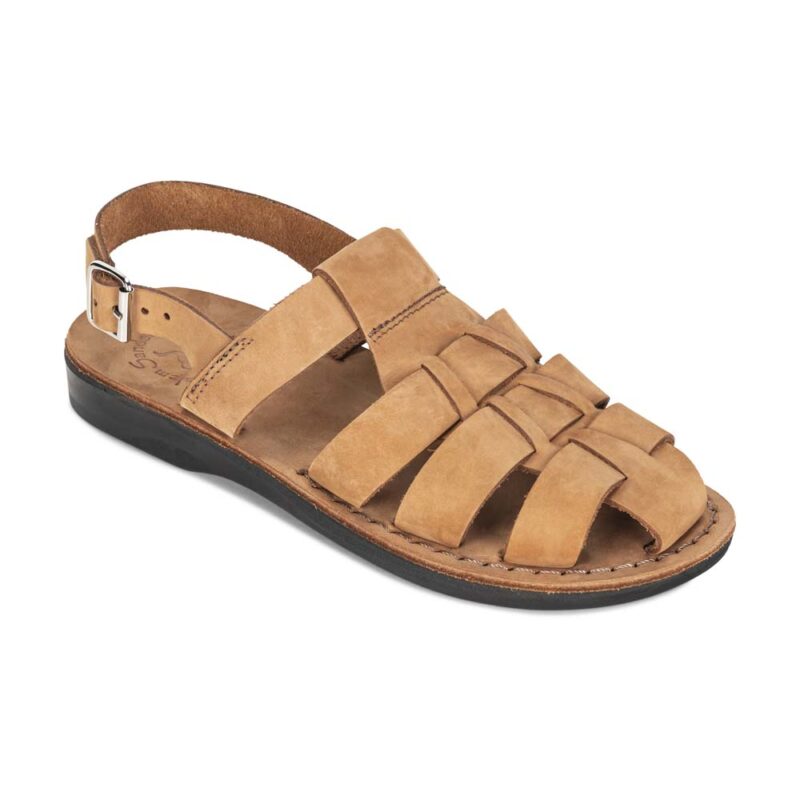 Pantica Camel Brown Nubuck Slingback Fisherman Sandals