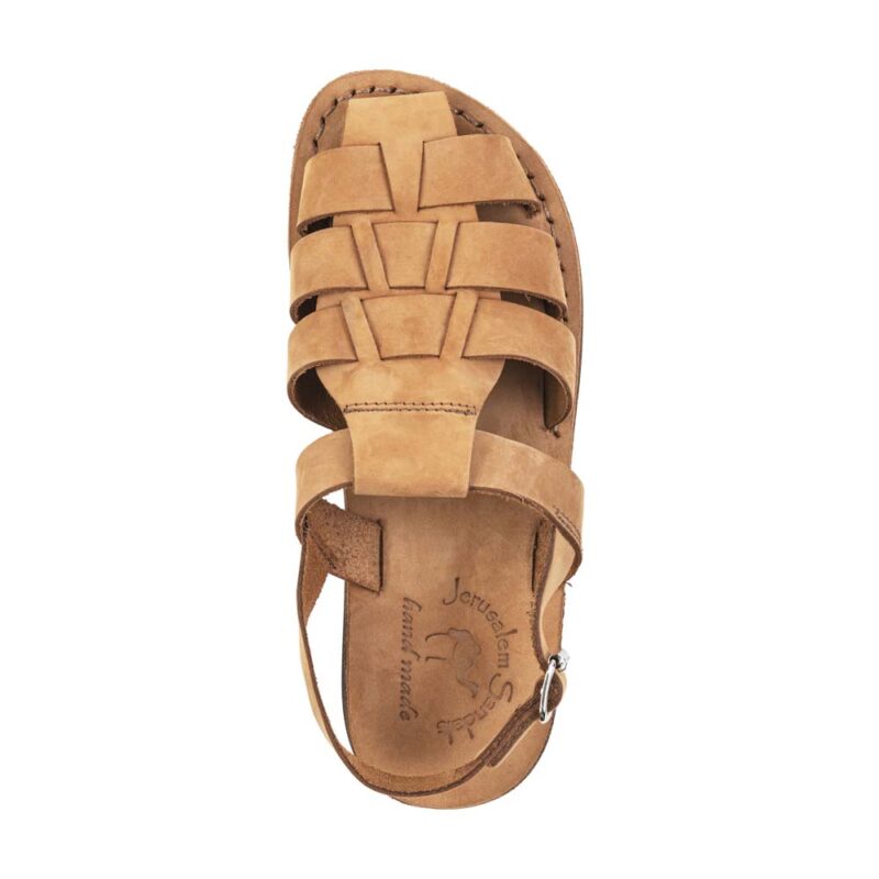 Pantica Camel Brown Nubuck Slingback Fisherman Sandals - Image 3