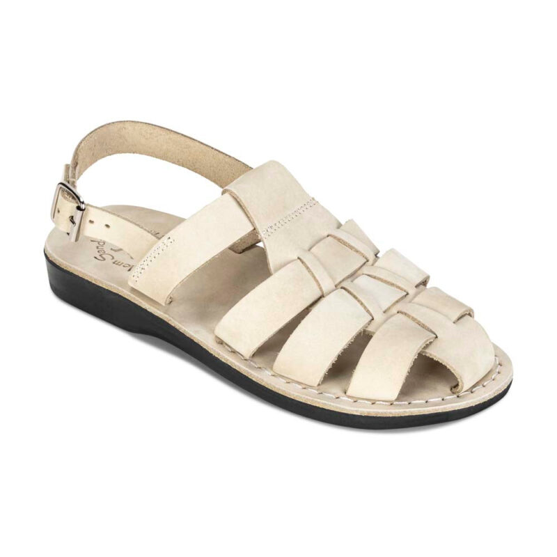 Pantica White Nubuck Slingback Fisherman Sandals