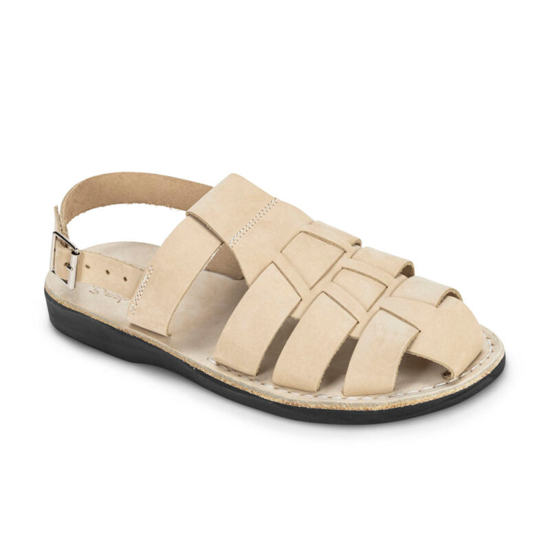 Pantica White Nubuck Closed Toe Fisherman Sandals