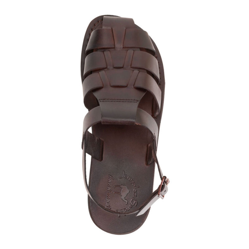 Pantica Brown Leather Slingback Fisherman Sandals - Image 3