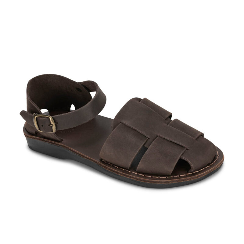 Pantica Brown Nubuck Leather Adjustable Strap Sandals