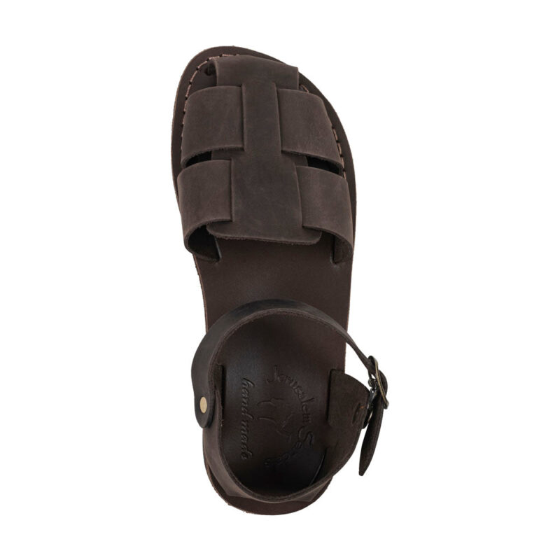 Pantica Brown Nubuck Leather Adjustable Strap Sandals - Image 3
