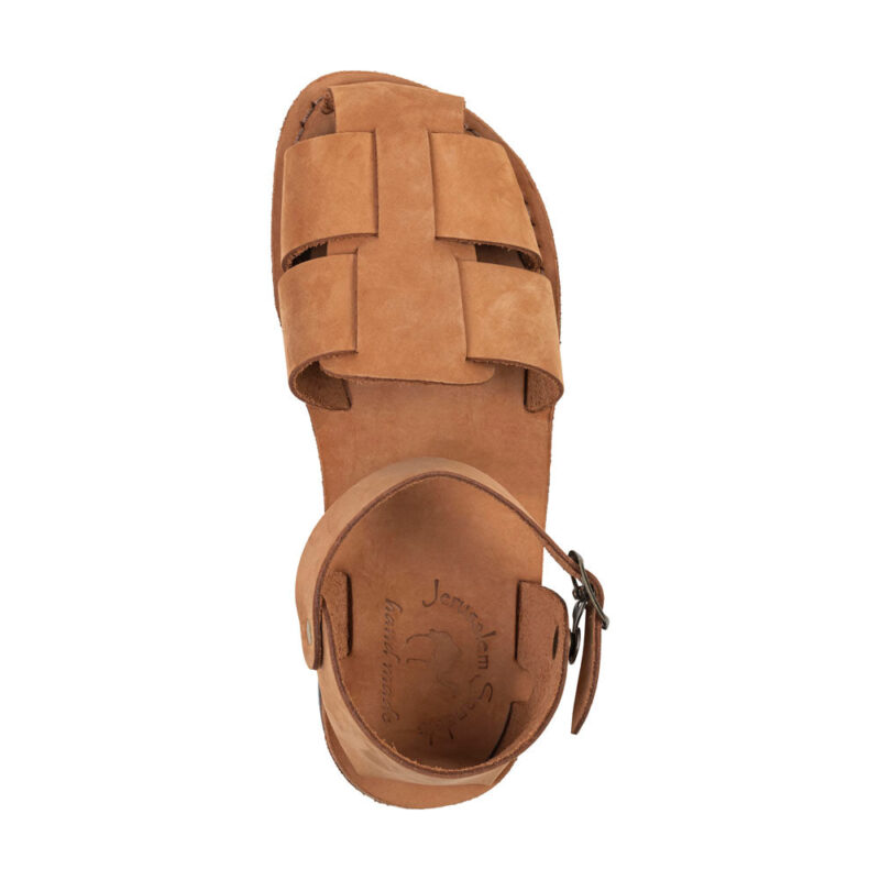Pantica Camel Brown Nubuck Adjustable Strap Sandals - Image 3