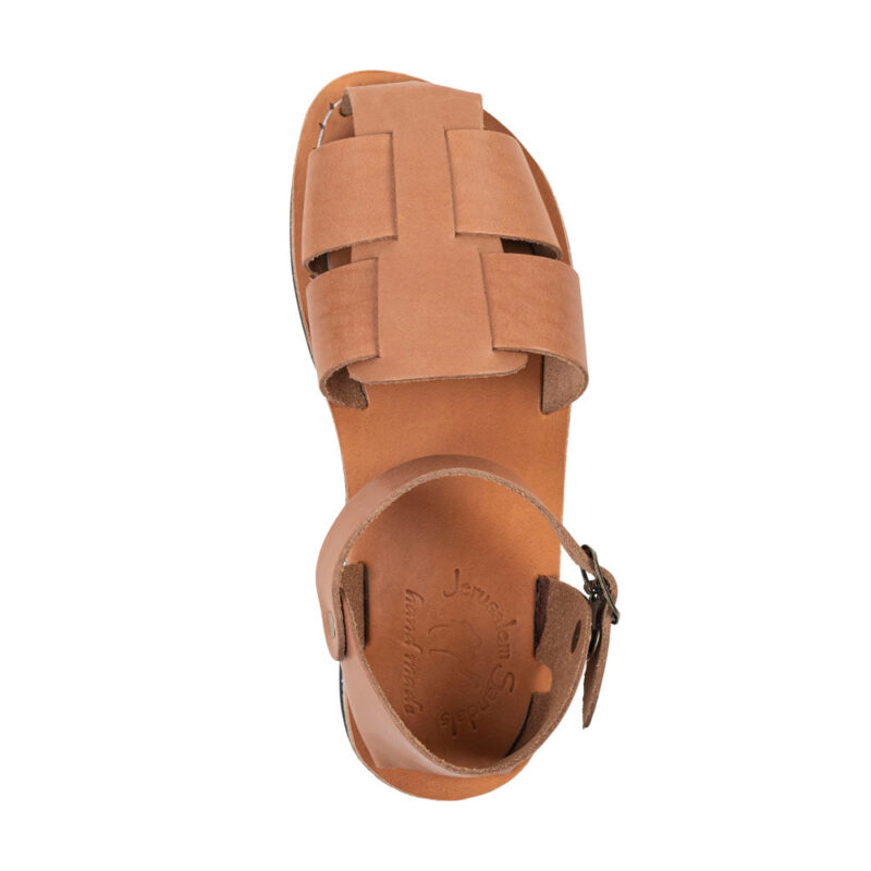 Pantica Tan Leather Adjustable Strap Sandals - Image 3