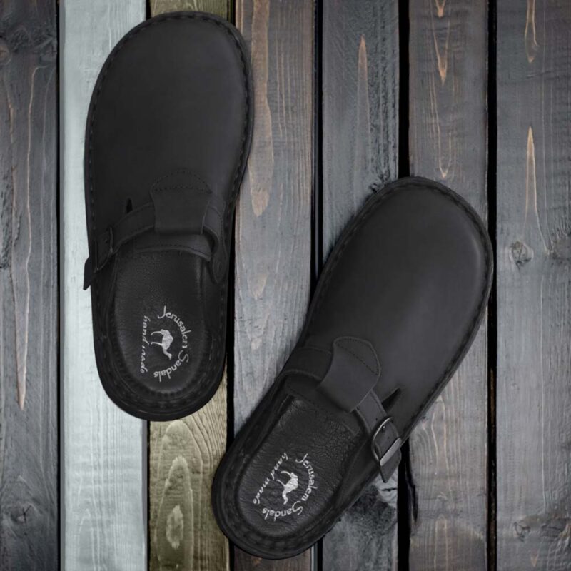 Pantica Black Nubuck Leather Clog-Toe Sandal - Image 6