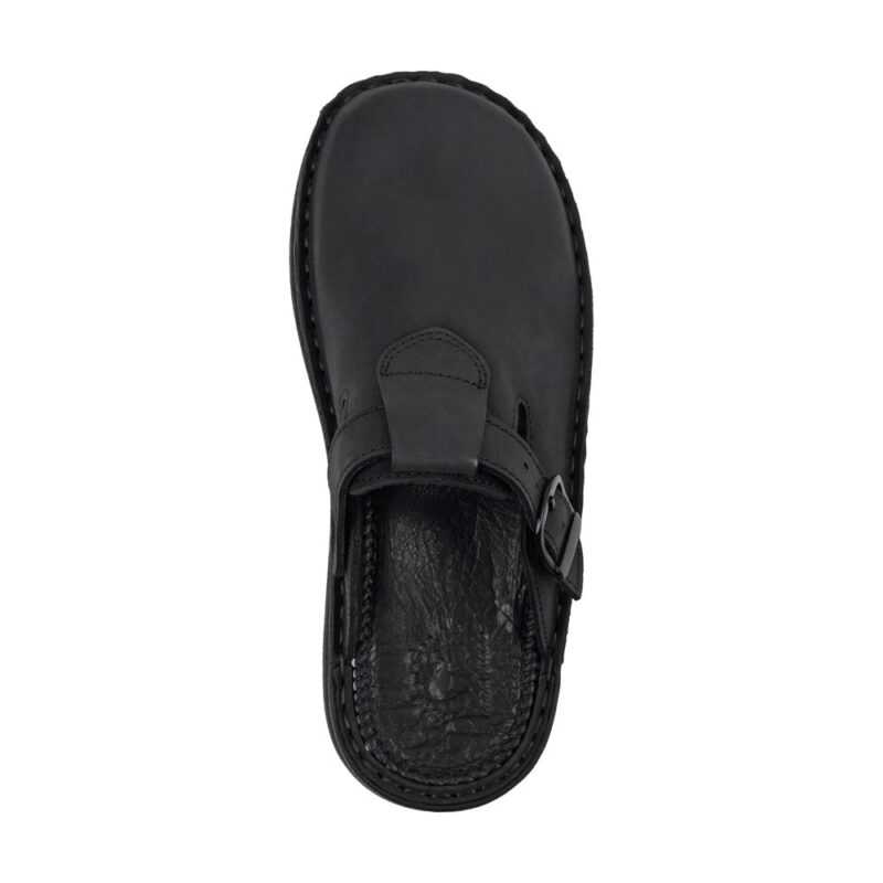 Pantica Black Nubuck Leather Clog-Toe Sandal - Image 4