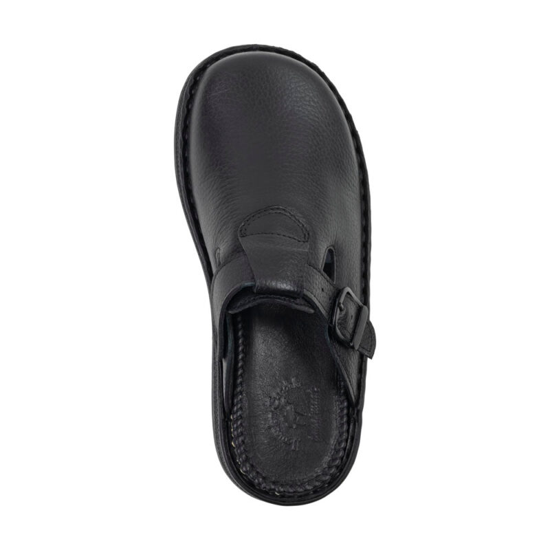 Pantica Black Leather Clog-Toe Sandal - Image 4
