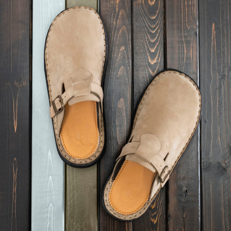 Pantica Olive Nubuck Leather Clog-Toe Sandal - Image 5