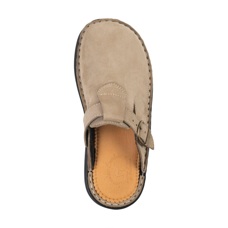 Pantica Olive Nubuck Leather Clog-Toe Sandal - Image 4
