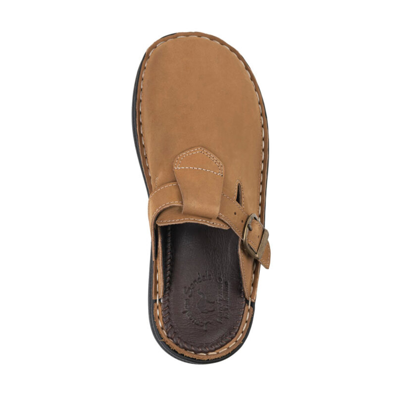 Pantica Tan Nubuck Leather Clog-Toe Sandal - Image 4