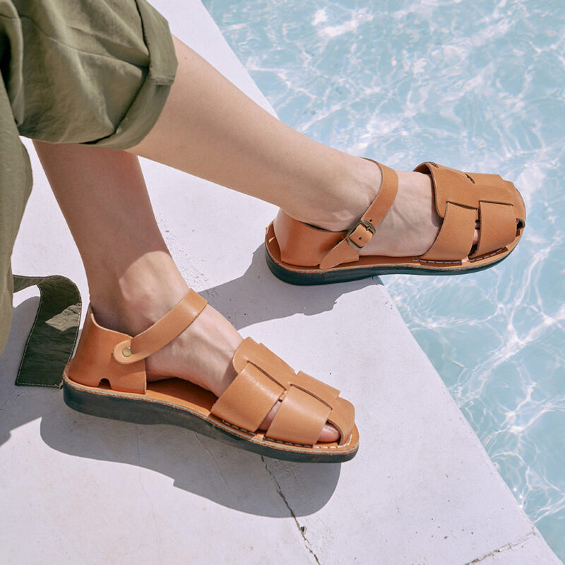 Pantica Tan Leather Adjustable Strap Sandals - Image 5