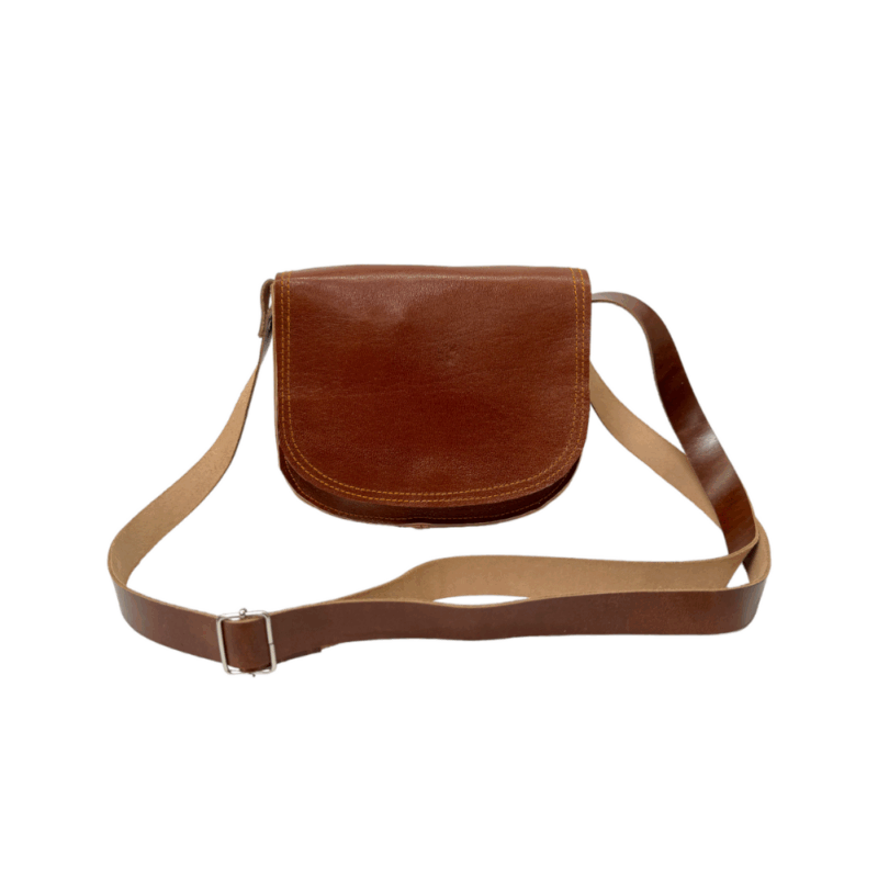 Pantica Brown Double Seam Saddle Bag