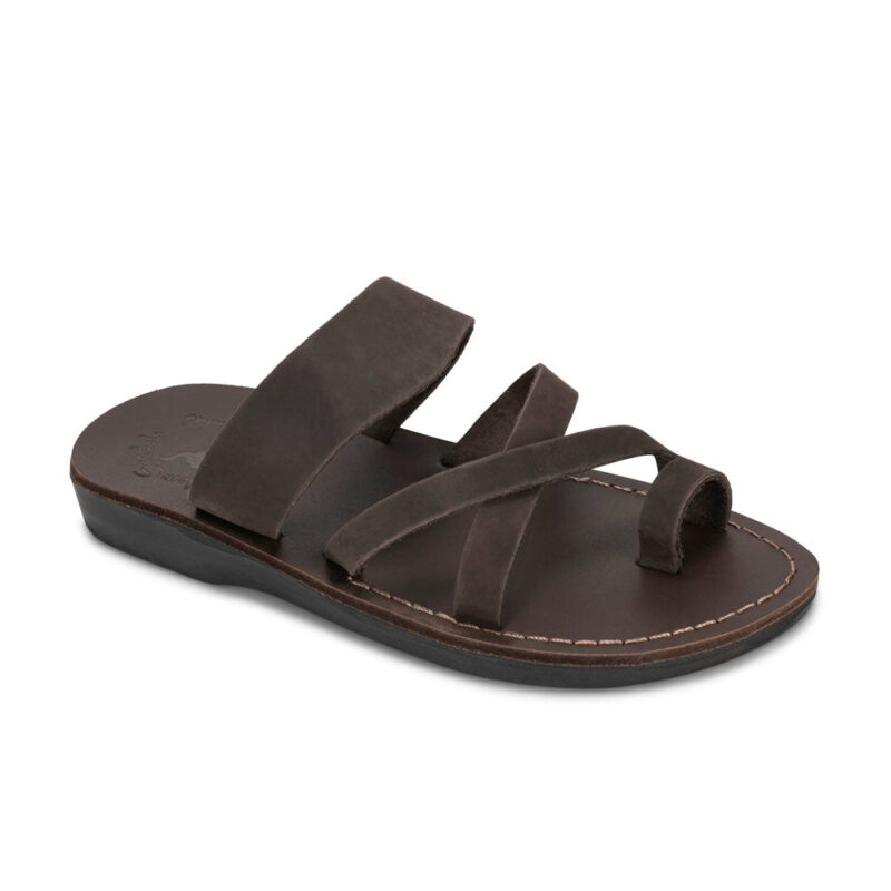 Pantica Brown Nubuck Leather Toe Loop Sandals