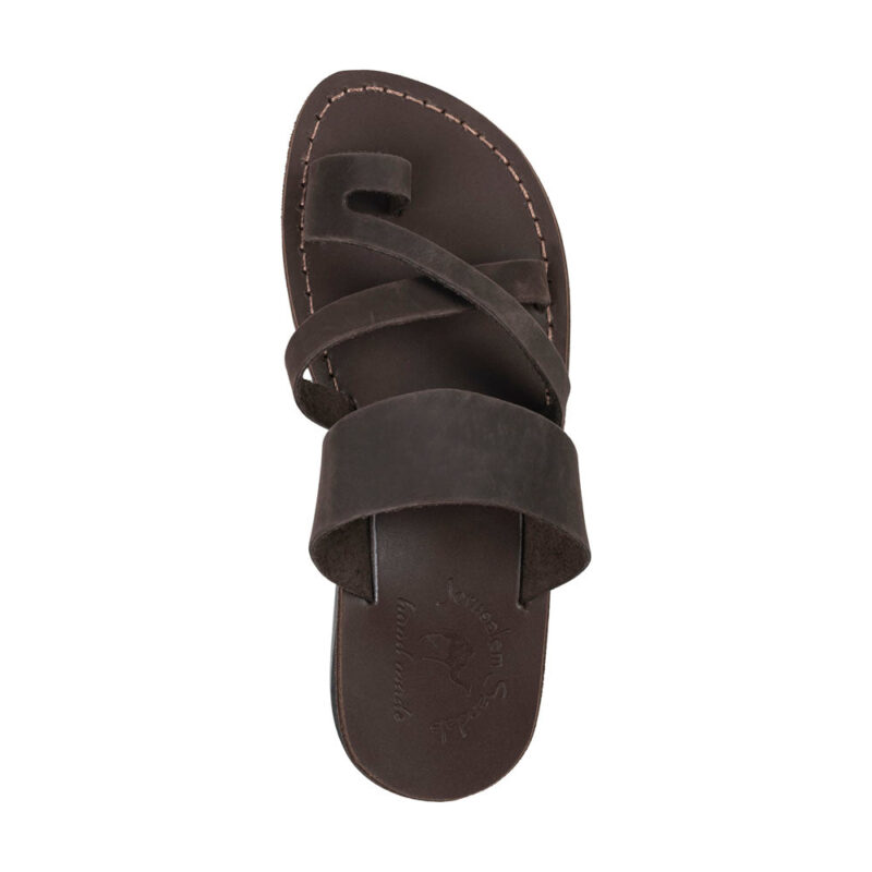 Pantica Brown Nubuck Leather Toe Loop Sandals - Image 3