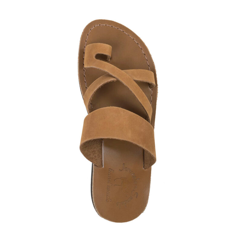 Pantica Tan Nubuck Leather Toe Loop Sandals - Image 3
