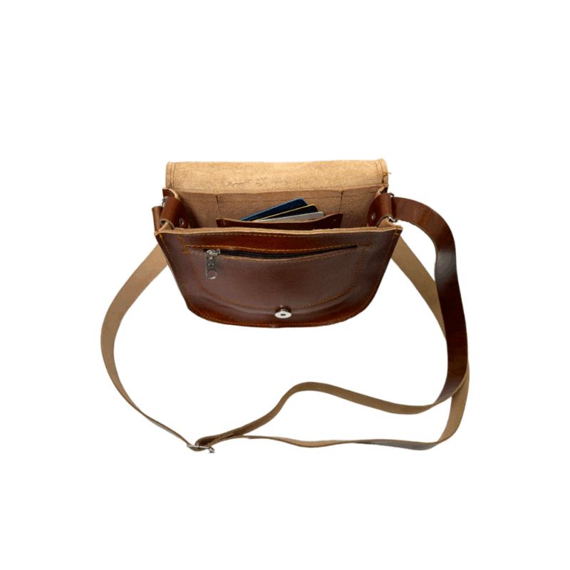 Pantica Brown Double Seam Saddle Bag - Image 2
