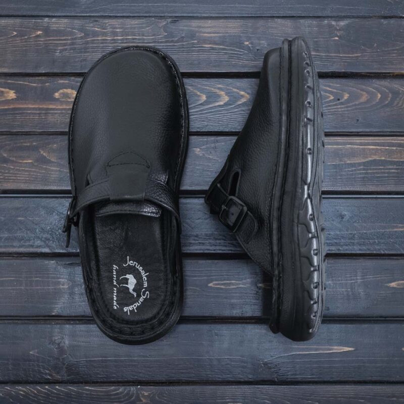 Pantica Black Leather Clog-Toe Sandal - Image 7