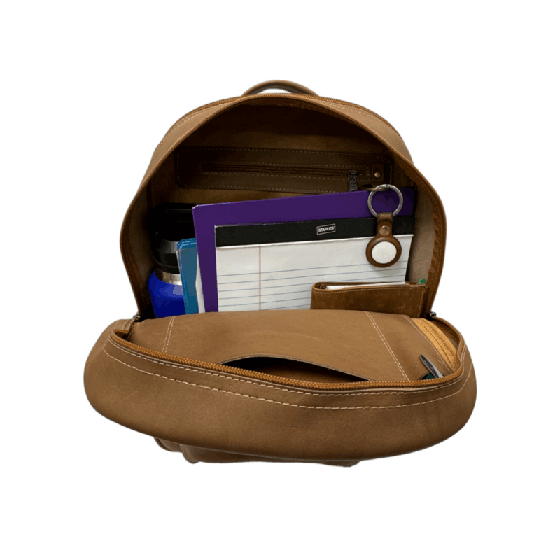 Pantica Dark Brown Leather Laptop Backpack - Image 3