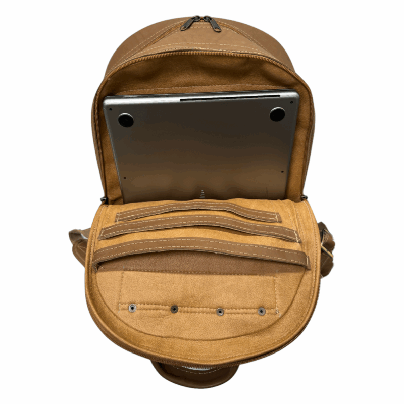 Pantica Dark Brown Leather Laptop Backpack - Image 4