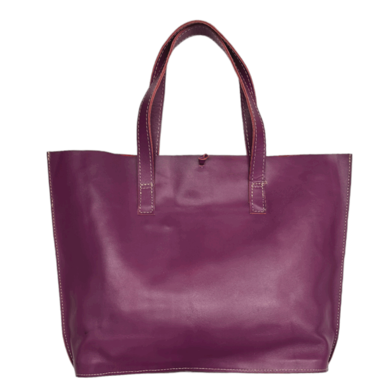 Pantica Violet Handmade Leather Tote Bag