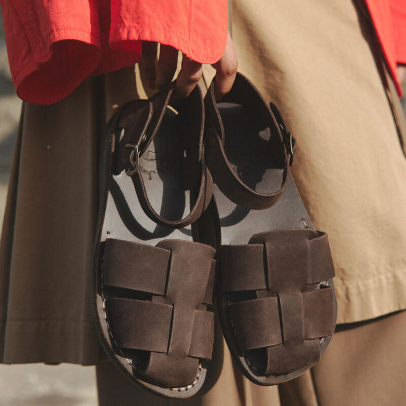 Pantica Brown Nubuck Leather Adjustable Strap Sandals - Image 5