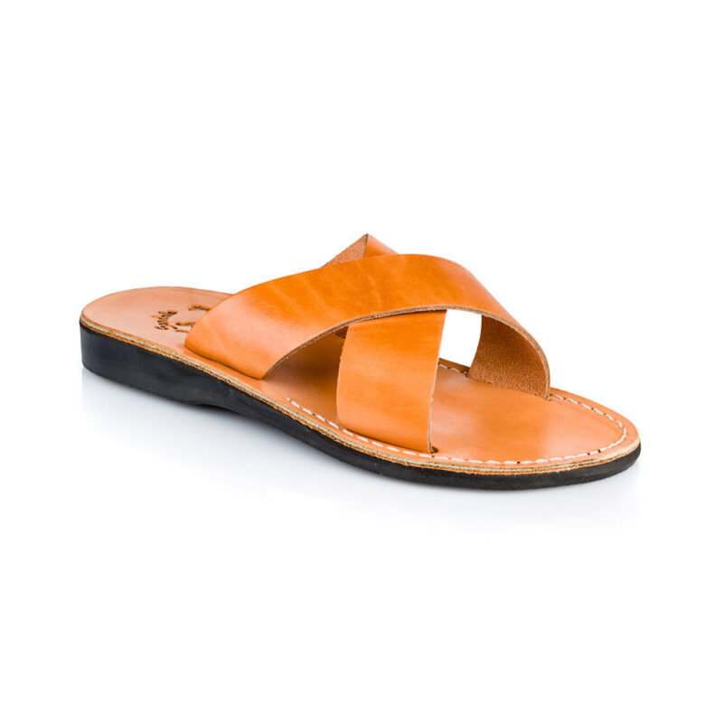 Pantica Tan Leather Cross Strap Sandals