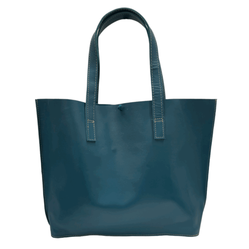Pantica Blue Handmade Leather Tote Bag