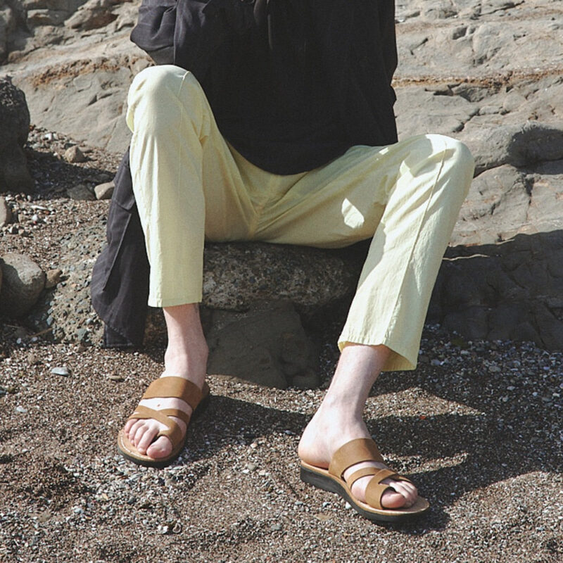 Pantica Tan Nubuck Leather Toe Loop Sandals - Image 5