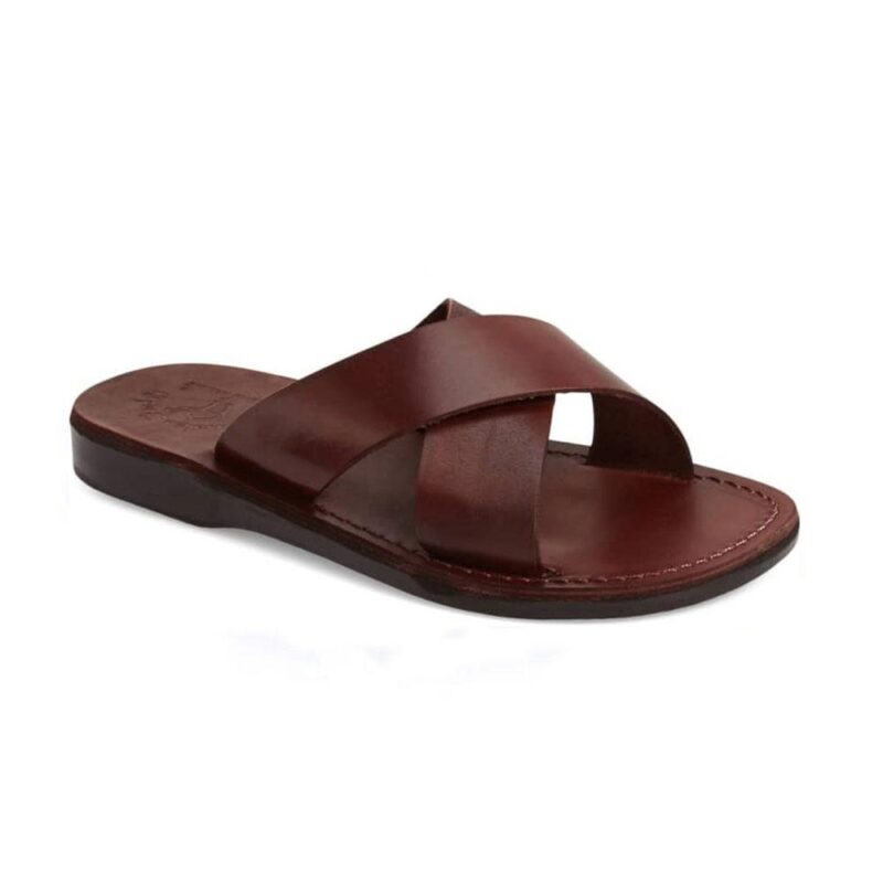 Pantica Brown Leather Cross Strap Sandals