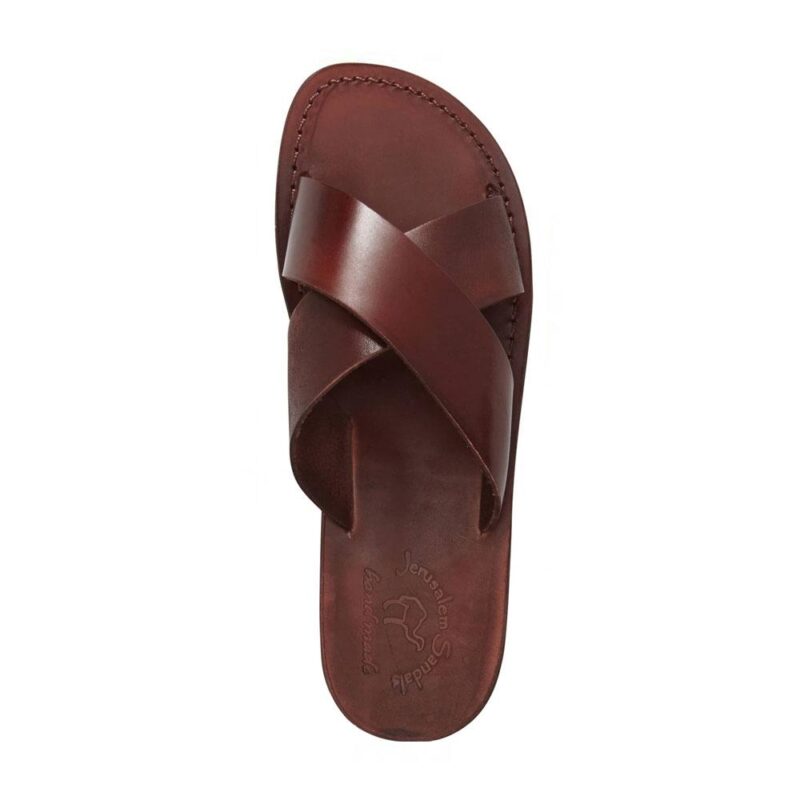 Pantica Brown Leather Cross Strap Sandals - Image 3