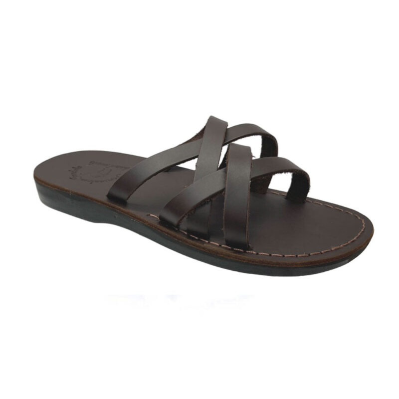 Pantica Brown Leather Crisscross Strap Sandals
