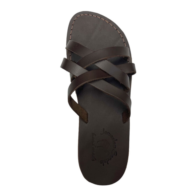 Pantica Brown Leather Crisscross Strap Sandals - Image 2